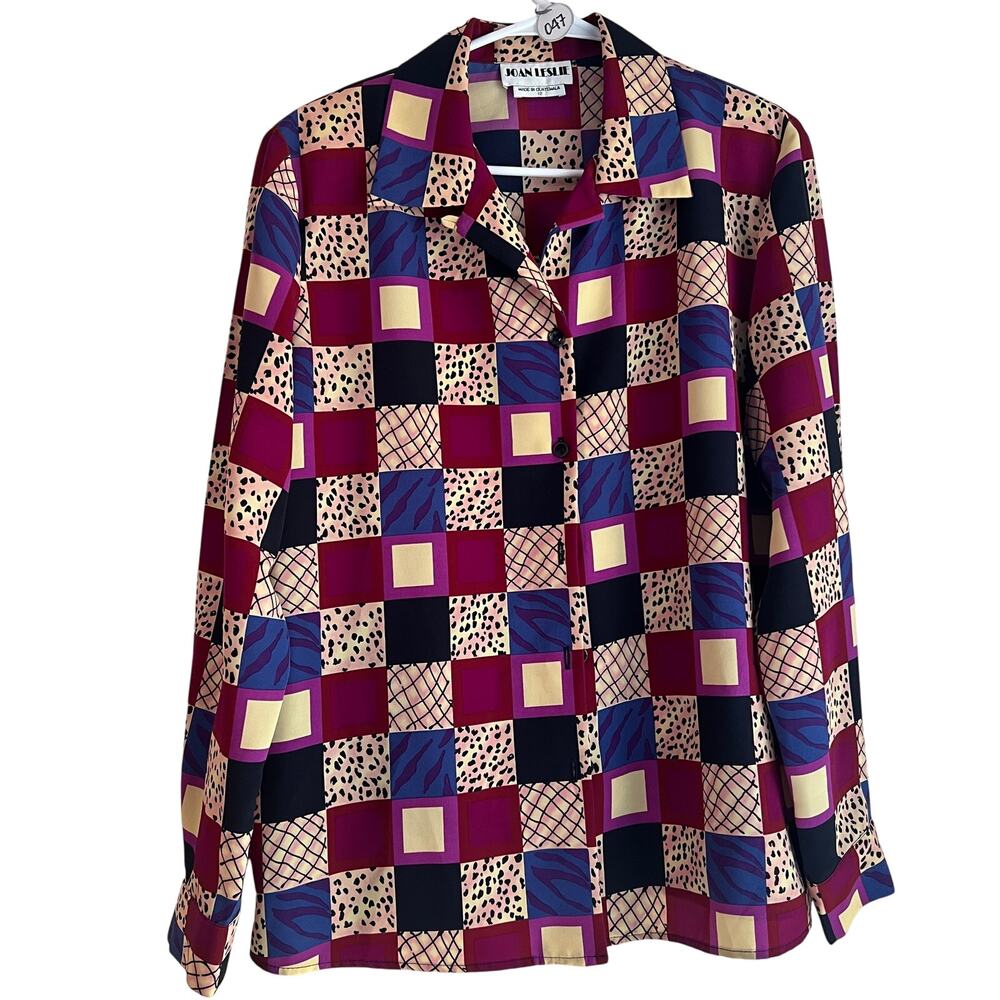 Vintage 80's Joan Leslie Geometric Printed Blouse